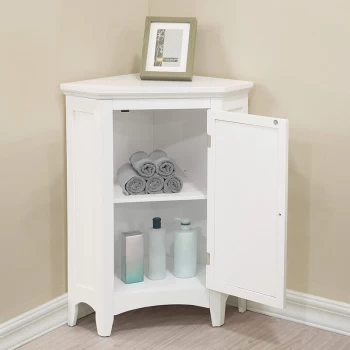 Image of Teamson Home - Bathroom Corner White Wooden Standing Cabinet ELG-586 - White