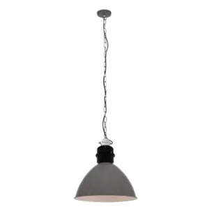 Image of Fresh Dome Pendant Ceiling Lights Grey Industrial, Black Gloss, Metal