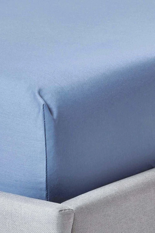 Image of Homescapes Air Force Blue Deep Fitted Sheet Egyptian Cotton 1000 Tc, King