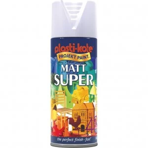 Image of Plastikote Super Matt Aerosol Spray Paint White 400ml
