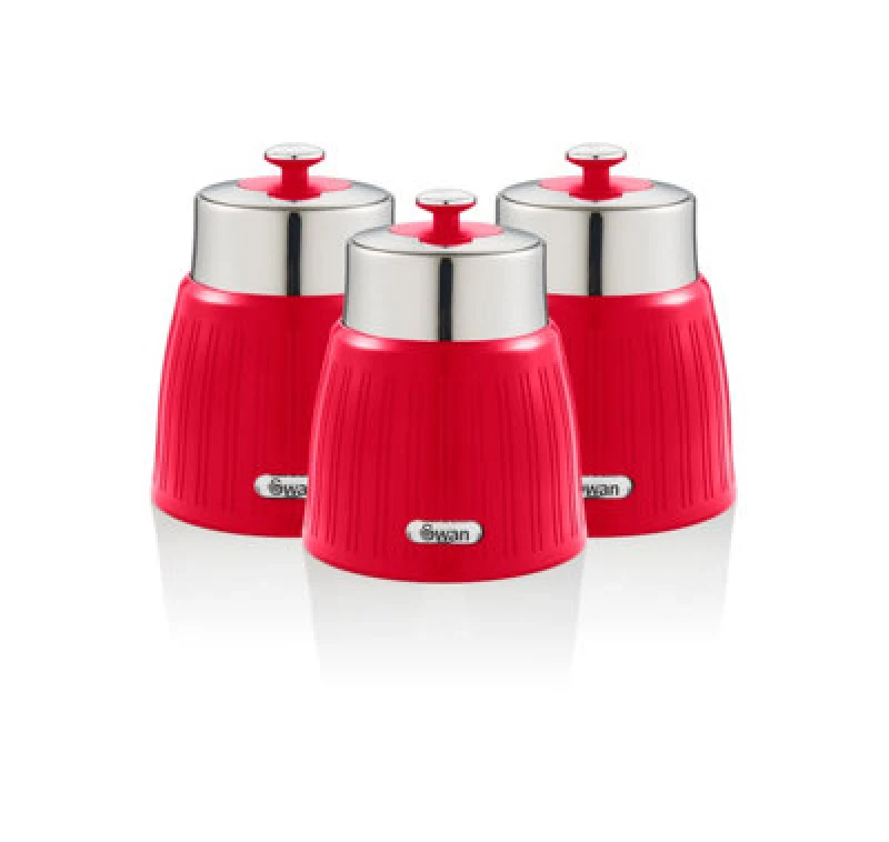 Image of Swan Set of 3 Canisters - Red, Red SWKA1024RN
