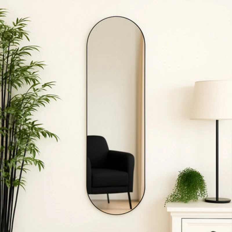 Image of Melody Maison Black Oval Wall Mirror 40cm X 140cm Black