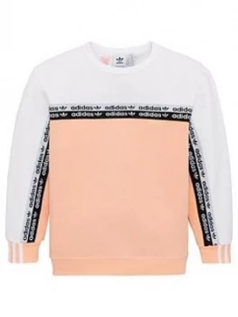 Image of Boys, adidas Originals Childrens Crew Neck Tracksuit - Pink, Size 7-8 Years