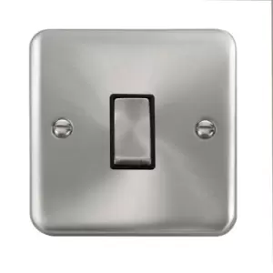Image of Click Scolmore Deco Plus Satin Chrome 1 Gang 2 Way Plate Switch 10A With Black Ingot - DPSC411BK