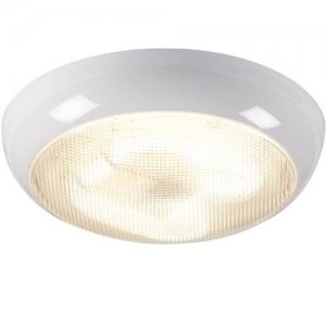 Image of KnightsBridge 28W IP44 Polo Bulkhead With White Base - Prismatic Diffuser