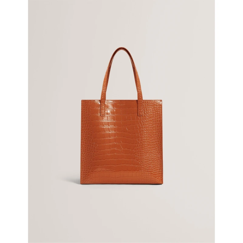 Image of Ted Baker Womens L Croc Icon Tote Bag Tan female One Size