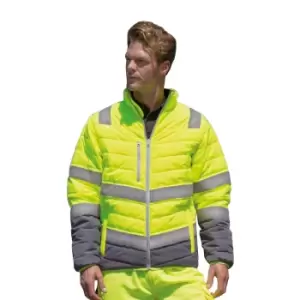 Image of Result Mens Safe-Guard Soft Safety Jacket (L) (Fluorescent Yellow/Grey)