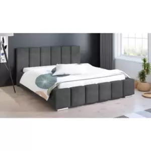 Image of Lemela Bed Small Double Plush Velvet Grey