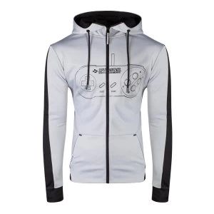 Image of Nintendo - Snes Controller Front Outline Mens Small Hoodie - Grey/Black