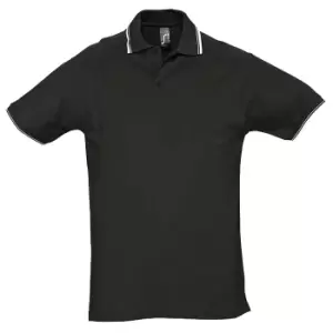 Image of SOLS Mens Practice Tipped Pique Short Sleeve Polo Shirt (L) (Black/White)