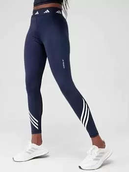 Image of adidas Tech-Fit 3 Stripes 7/8 Leggings - Navy, Size XS, Women
