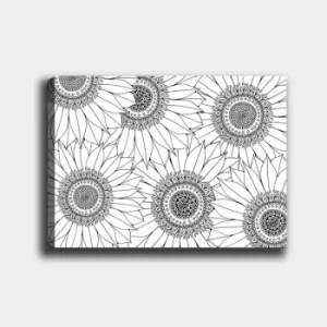 Image of MANDALA97 White Black Decorative Canvas Painting