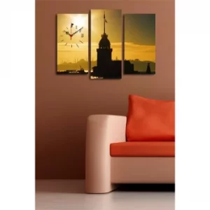 Image of 3PATCSMOR-2 Multicolor Decorative Canvas Wall Clock (3 Pieces)