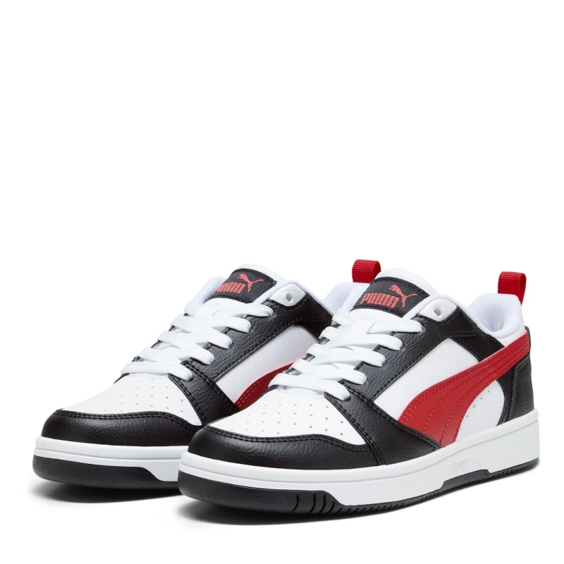 Image of Puma Unisex Kids Rebound Lo Jr High-Top Trainers Blk/Wht/Red unisex 3 (35.5)