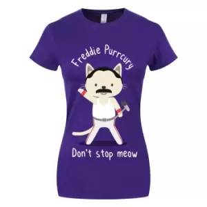 Image of Grindstore Womens/Ladies Freddie Purrcury T-Shirt (M) (Purple)