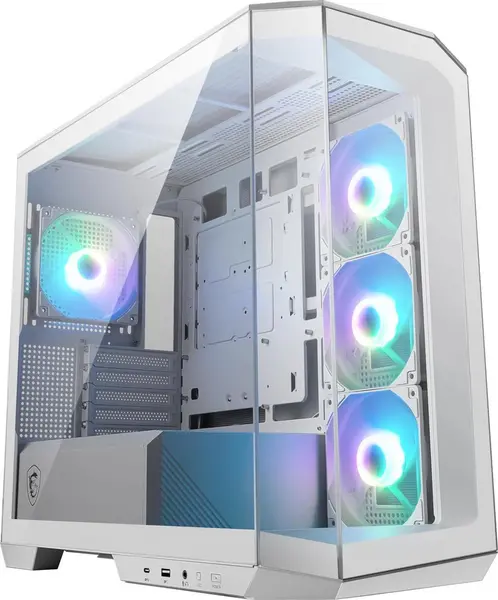 Image of MSI MAG PANO M100R PZ Tempered Glass Micro-ATX Tower Gaming PC Case - White