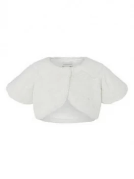 Image of Monsoon Baby Girl Faux Fur Shrug - Ivory, Size 0-3 Months
