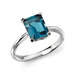 Image of Elements 9ct White Gold London Blue Topaz Ring GR504T