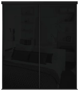 Image of Sliding Wardrobe Door Kit W1803mm Black Glass.