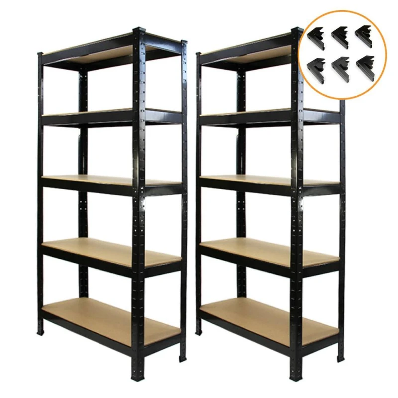 Image of MONSTER RACKING Monster Shop - 2 x Black Racking Bay Unit 5 Tier Heavy Duty Steel Metal 150kg 5055986106319