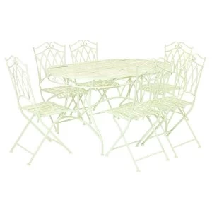 Image of Charles Bentley Wrought Iron 6-Seater Outdoor Dining Set - Pastel Green