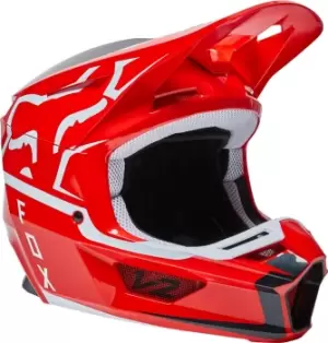 Image of FOX V2 Merz Motocross Helmet, white-red, Size L, white-red, Size L