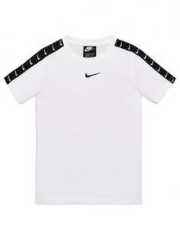 Image of Nike Sportswear Older Boys Swoosh Tape T-Shirt - White