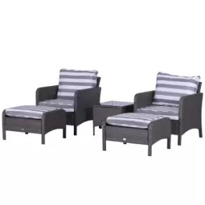 Image of Outsunny 5Pcs Outdoor Patio Furniture Set Wicker Conversation Set Deep Grey