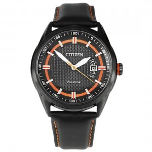 Image of Citizen Eco-Drive Mens Leather Strap Watch AW1184-13E - Black