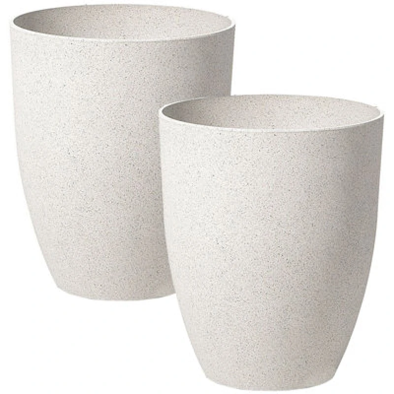 Image of Beliani Set Of 2 Plant Pots Croton 35cm Off-White