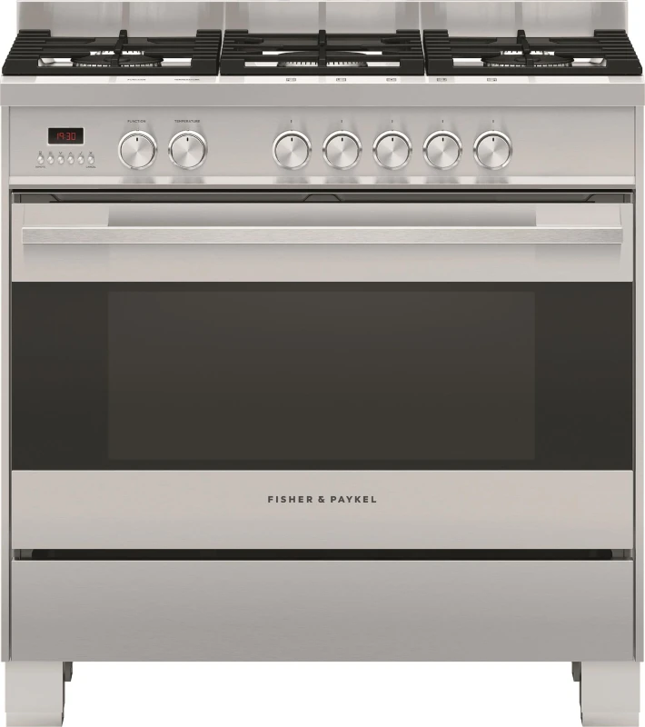 Image of Fisher & Paykel Contemporary OR90SDG4X1 90cm wide Dual Fuel Range Cooker with Gas Hob - Stainless Steel - A Rated, Stainless Steel