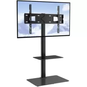Image of Tv Stand Mount, Swivel Tall tv Stand for 32 to 65" TVs, Height Adjustable Portable Floor tv Stand with Tempered Glass Base for Bedroom, Living