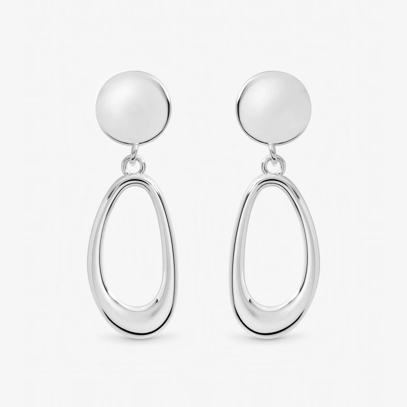 Image of Inicio Sterling Silver Plated Open Double Drop Earrings Silver female One Size