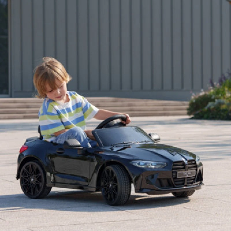 Image of AIYAPLAY 12V Yellow BMW M4 Licensed Kids Electric Car w/ Remote - Suspension - Black TJ Hughes 5056725557065