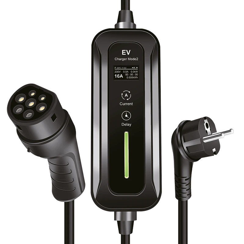 Image of LogiLink Mobile EV loading station. CEE 7/7 to Type 2. 1-phase. 16 A.