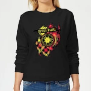 Image of Captain Marvel Tartan Patch Womens Sweatshirt - Black - XL
