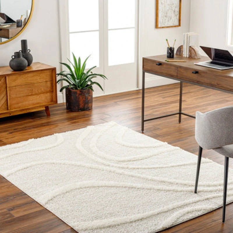 Image of Livabliss Shaggy Modern Plush Pile Beige Kotira Area Rug 120 X 170 Cm - Easy Care, Non Shedding, Ideal For Living Room & Bedroom