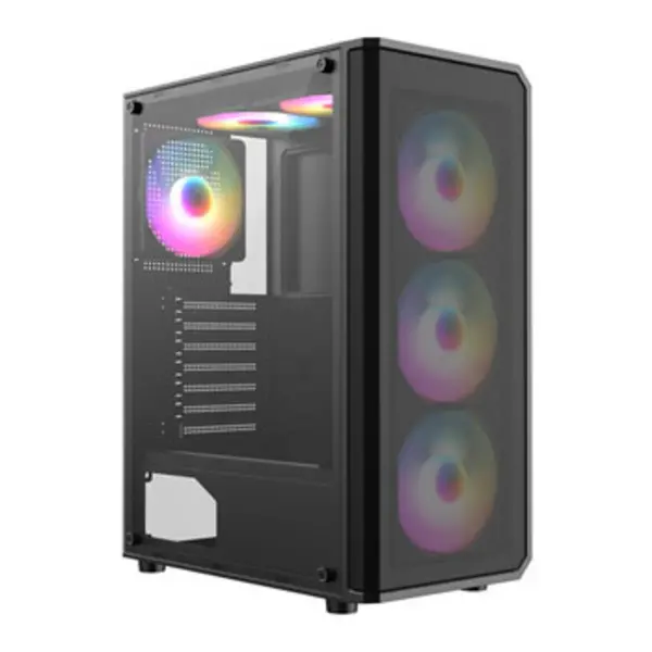 Image of CiT Delta Black Mid Tower Tempered Glass PC Gaming Case