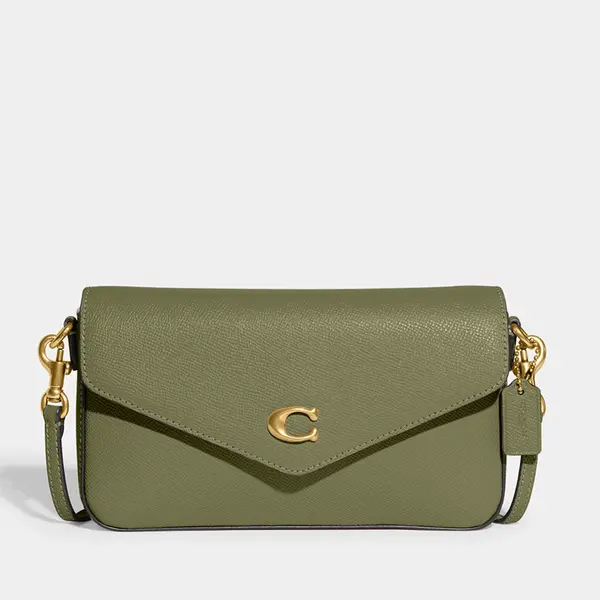 Image of Coach Womens Crossgrain Leather Wyn Cross Body Bag - Moss