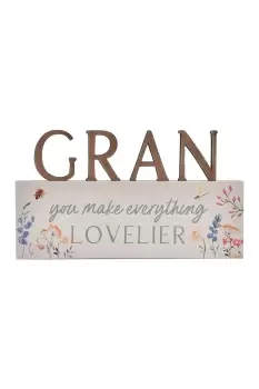 Image of The Cottage Garden Gran Letter Mantel Plaque - Natural