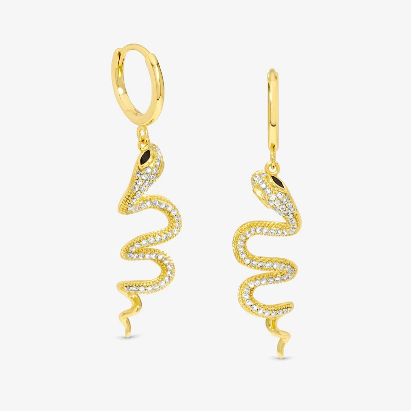 Image of Inicio 14K Gold Plated Snake Spiral Drop Hoop Earrings Gold female One Size