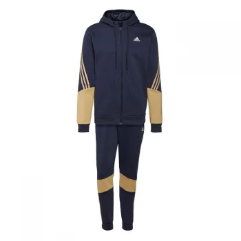 Image of adidas Sportswear Cotton Fleece Tracksuit Mens - Legend Ink / Beige Tone
