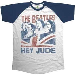 Image of The Beatles - Hey Jude Windswept Unisex Large T-Shirt - Blue,White