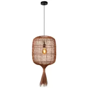 Image of Lucide GARVE - Wire Pendant Light - Ø40cm - 1xE27 - Ocher Yellow