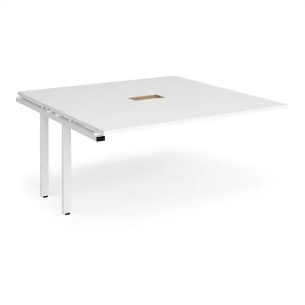 Image of Adapt Adapt boardroom table add on unit 1600mm x 1600mm with central cutout 272mm x 132mm - white frame, white top White EBT1616-AB-CO-WH-WH