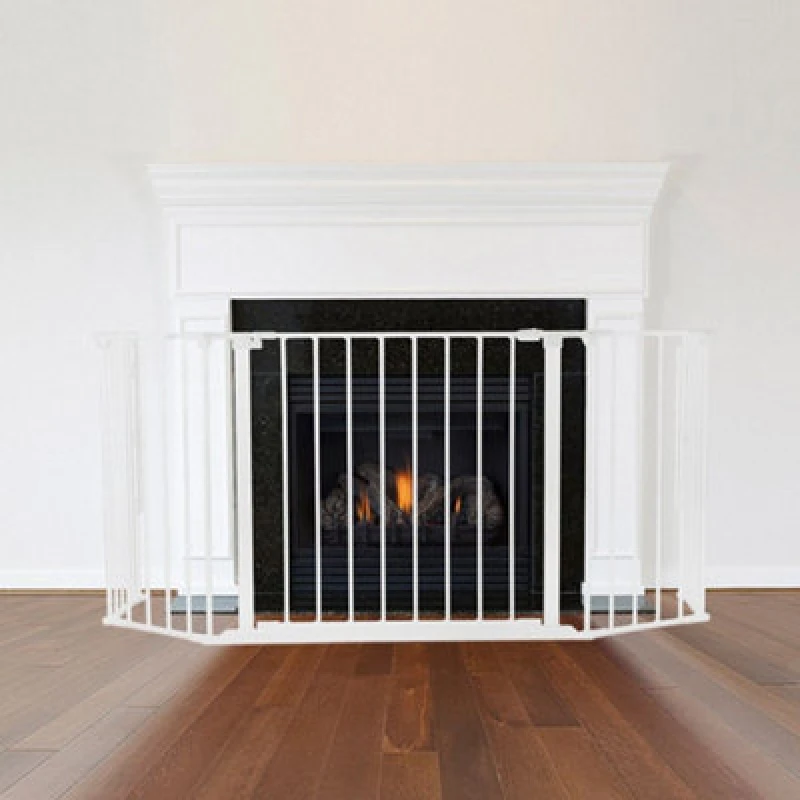 Image of Safetots Multi Panel Fire Surround, 69Cm Deep X 118Cm Wide, White, 70Cm Tall, Child And Pet Safety, Baby And Toddler Fire Guard