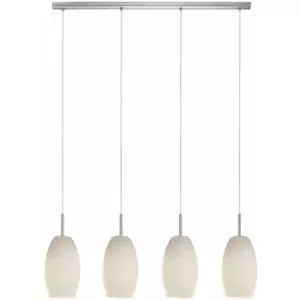 Image of Pendant Light Satin Nickel Shade White Glass Wiping Technique Bulb E27 4x40W