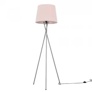 Image of Camden Grey Tripod Floor Lamp with XL Dusty Pink Aspen Shade