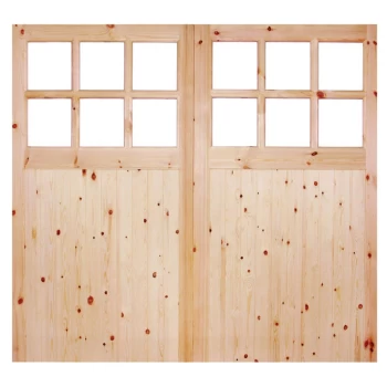 Image of LPD 6 Panel Ledged and Braced Unfinished Redwood with Obscure Glazing External Single Garage Door - 1981mm x 2135mm (78 inch x 84 inch)