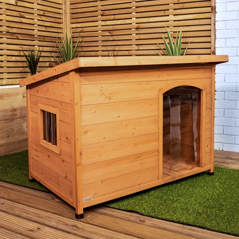 Image of 82cm x 1.16m Large Outdoor Garden Wooden Dog House Kennel with Window